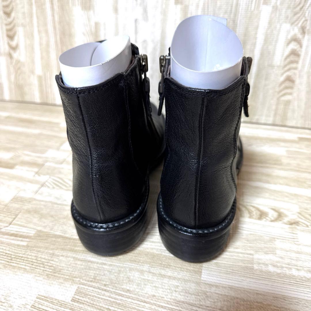 【極美品】SAYAサヤ レザーサイドジップショートブーツ 黒 牛革　23cm