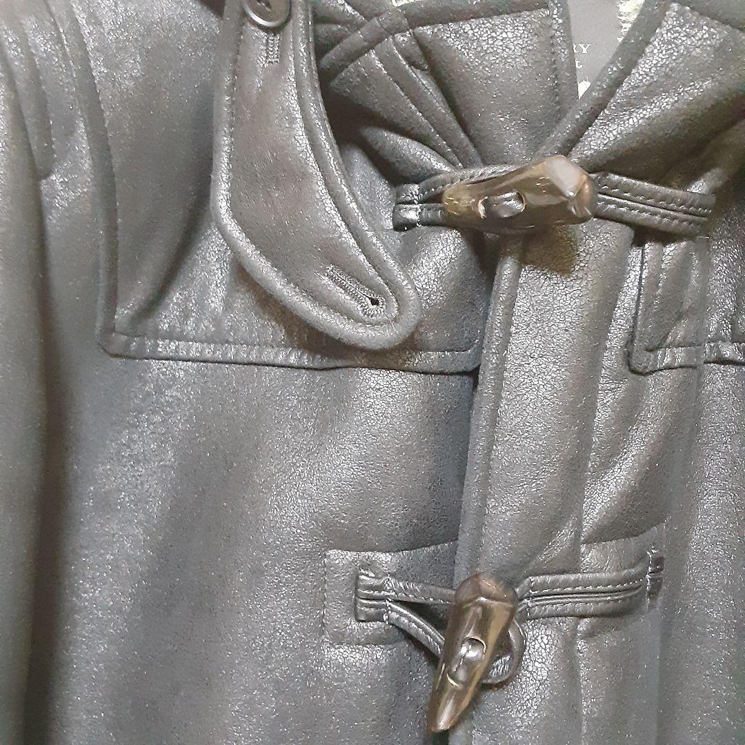 BURBERRYブラックレーベル ダッフルコート ブラック.合成皮革…