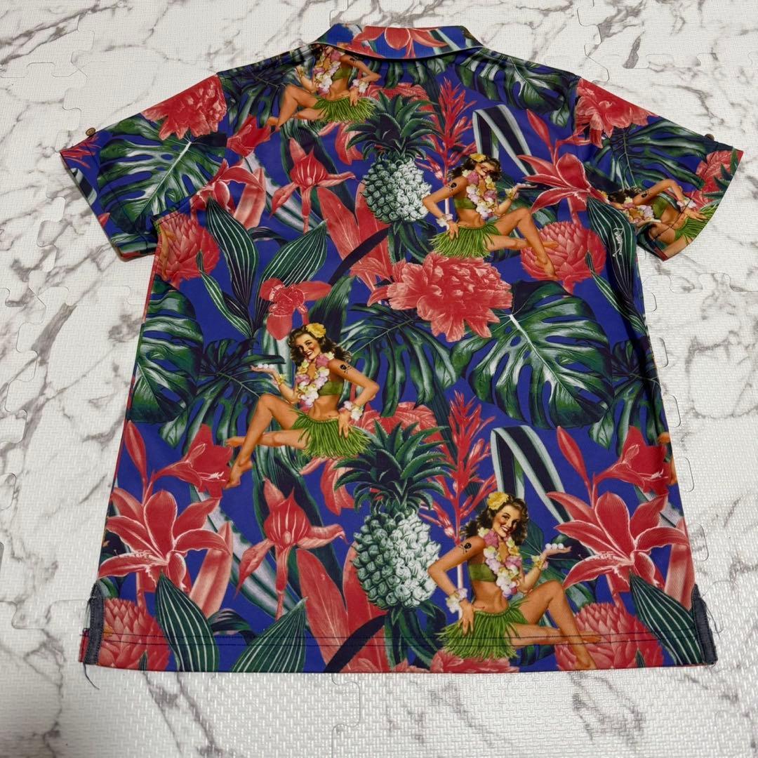 希少 マークアンドロナ アロハ ポロシャツ ハワイアン フラガール 日本製