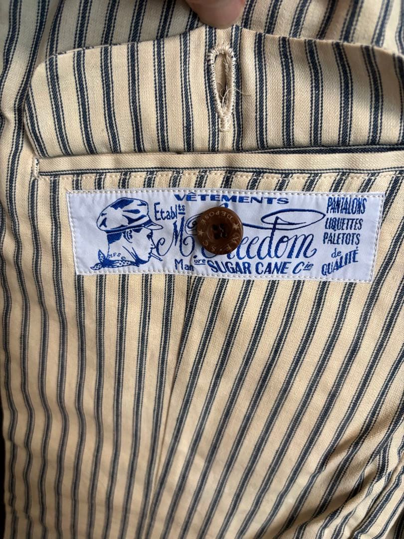 シュガーケーン　ミスターフリーダム　10oz コバートストライプ　ジレ　ベスト