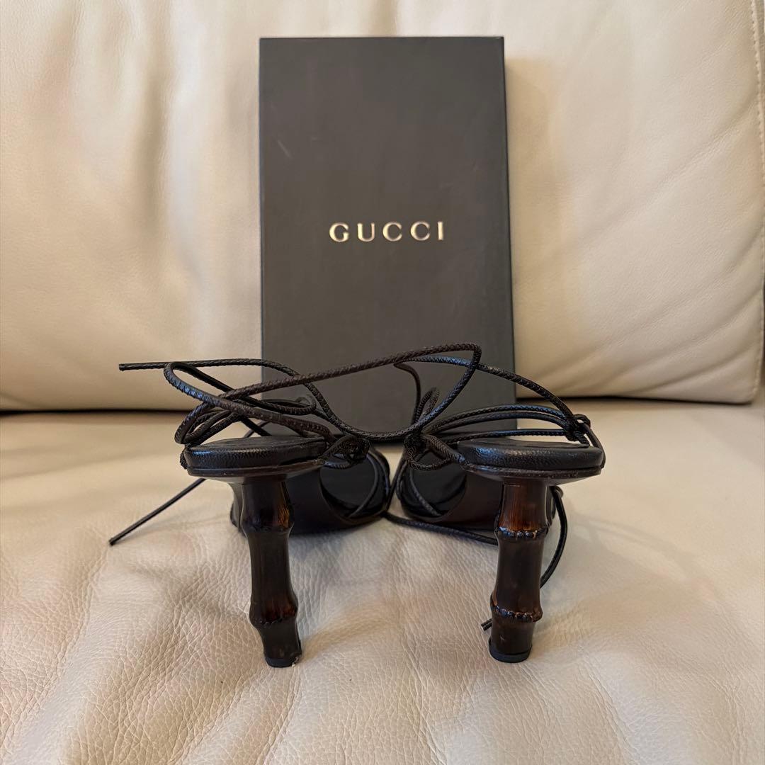 【美品】GUCCI バンブー　ブラック ストラップサンダル　サイズ7 1/2