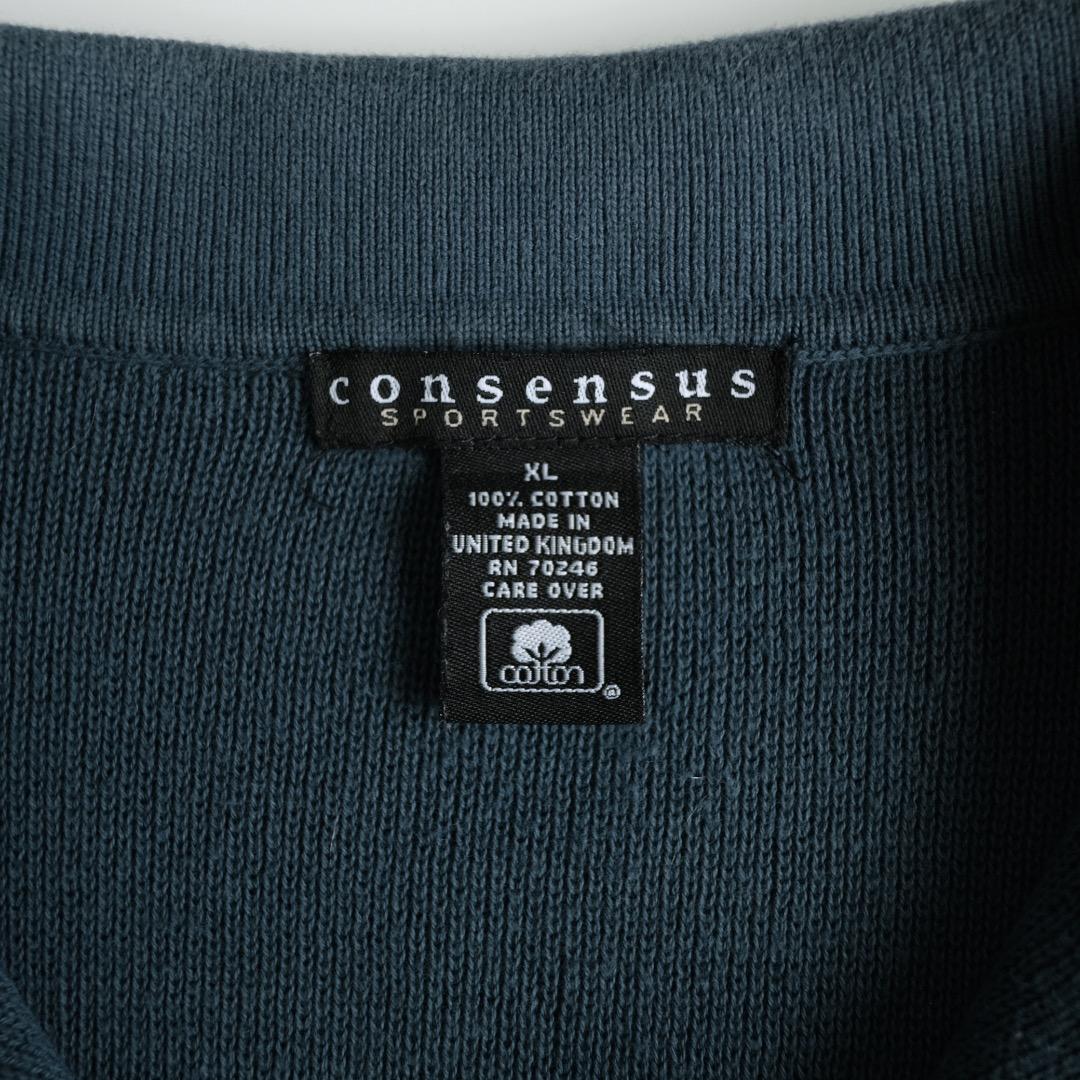 consensus 90s コットンニットポロシャツ ブルー XL