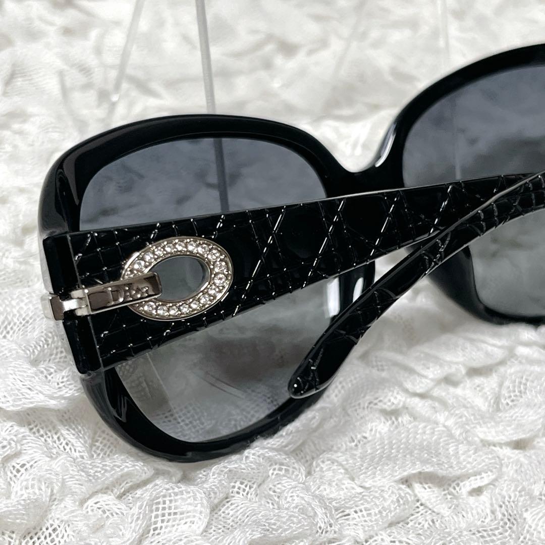 希少✨ラインストーン　Dior ブラック ラウンド型 サングラス　クロコ