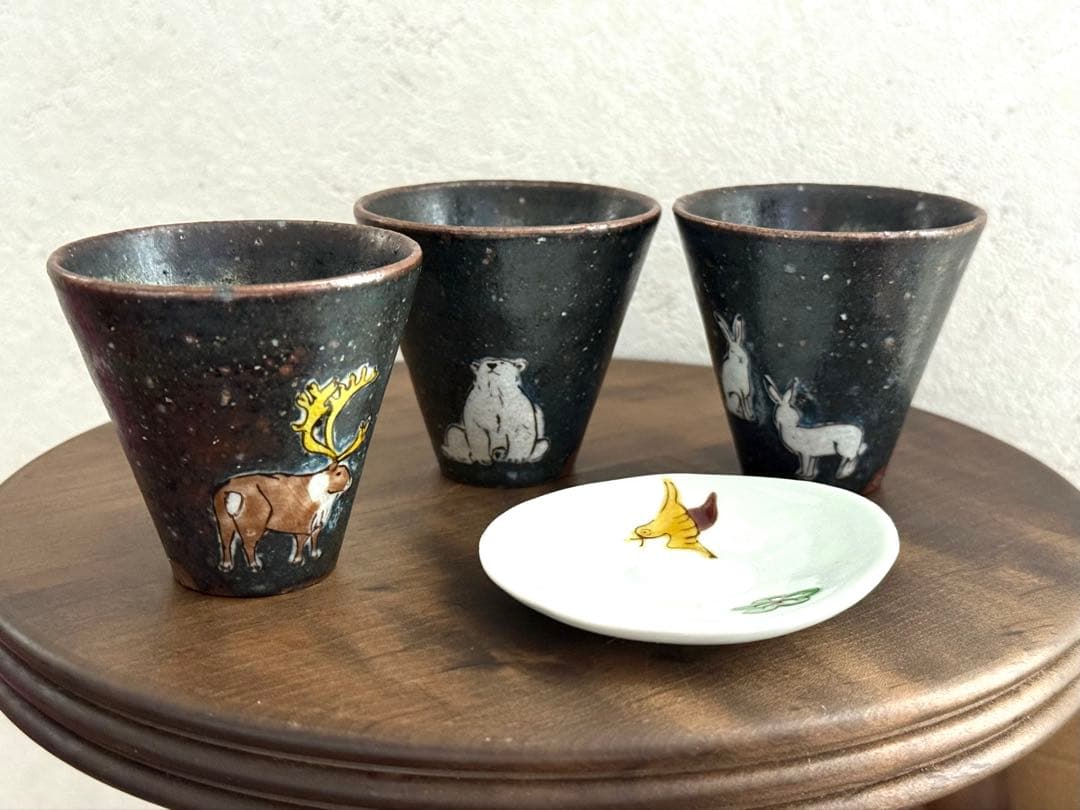工房あめつち 茶杯 3個セット+おまけ豆皿 未使用品