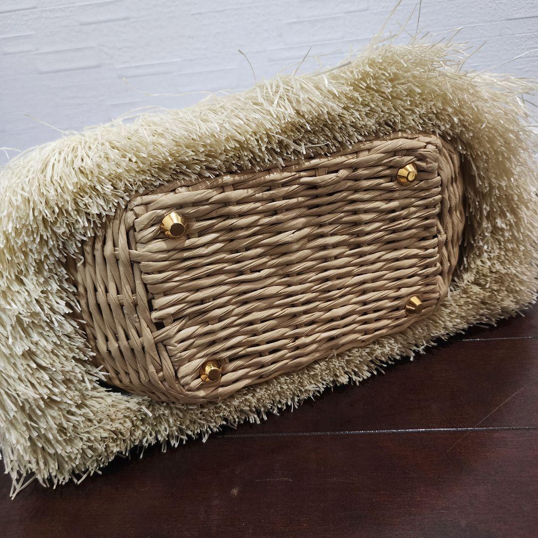 美品☆PRADA☆プラダ☆アイボリー☆ラフィアかごバッグ☆ショルダーバッグ