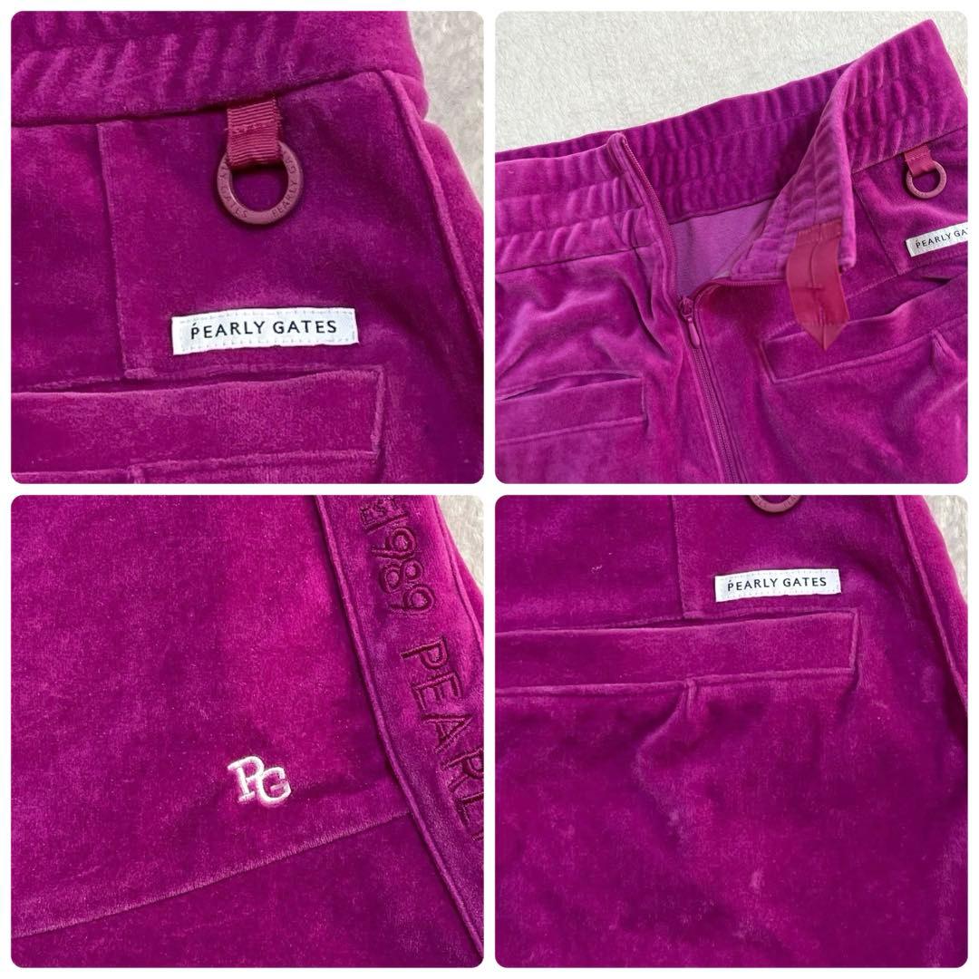 美品　パーリーゲイツ　セットアップ　近年　ベロア モックネック　スカート　ピンク