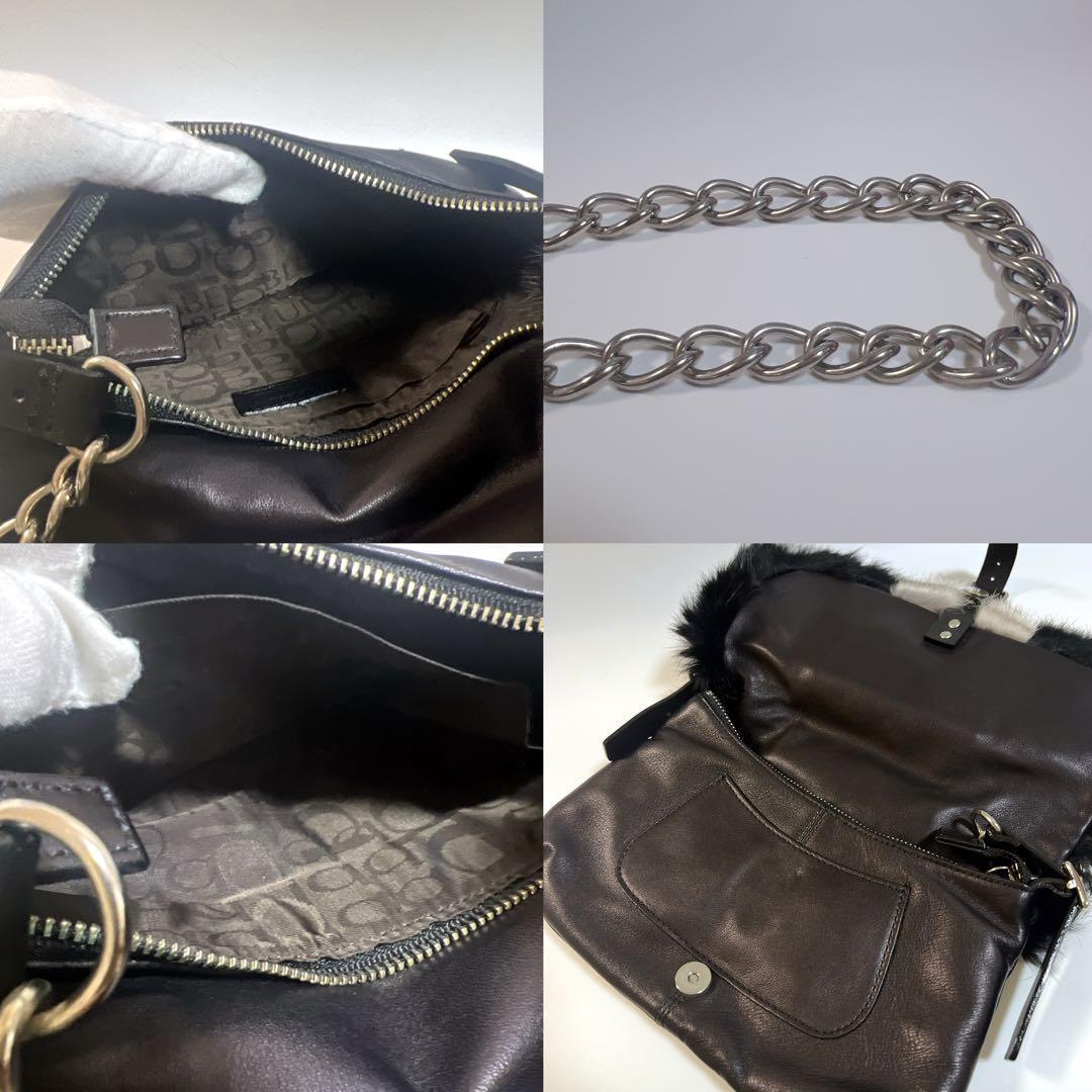 新品未使用✨バーバリー チェーン ショルダーバッグ ファー フラップ レザー 黒
