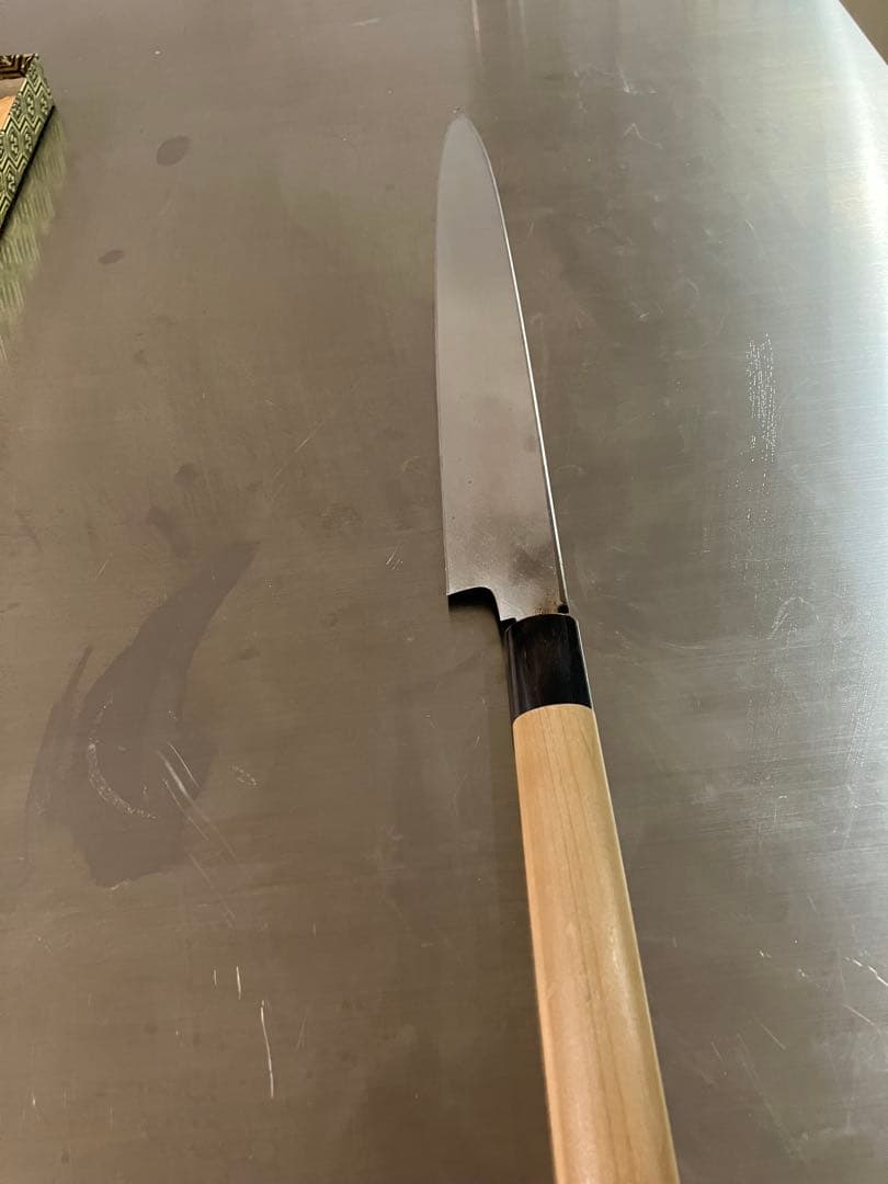 中古　未使用品　よし久 柳刃包丁 本焼 尺 朴柄 箱付