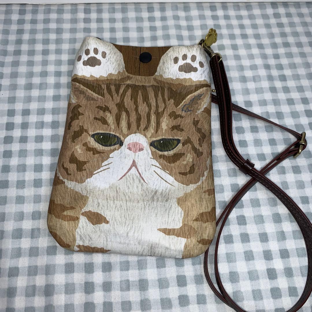 santa 黒猫柄スマホショルダーバッグ