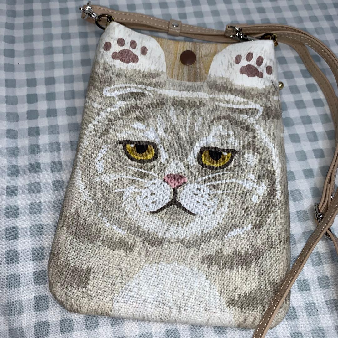 santa 黒猫柄スマホショルダーバッグ