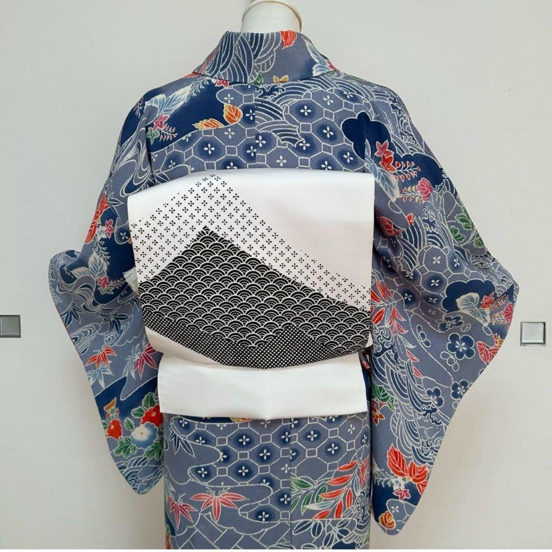 新品 美品　専門店　袷　正絹　友禅　型染め　小紋　フルセット　裄69
