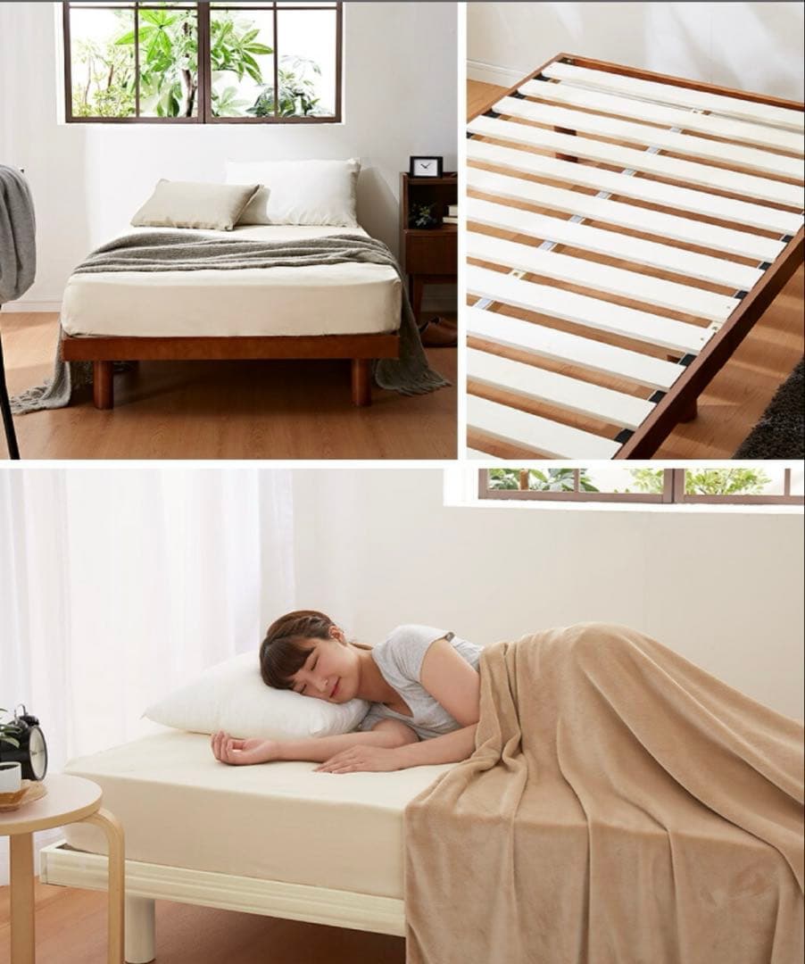 美品　ポケットコイルマットレス付きすのこベッド シングル