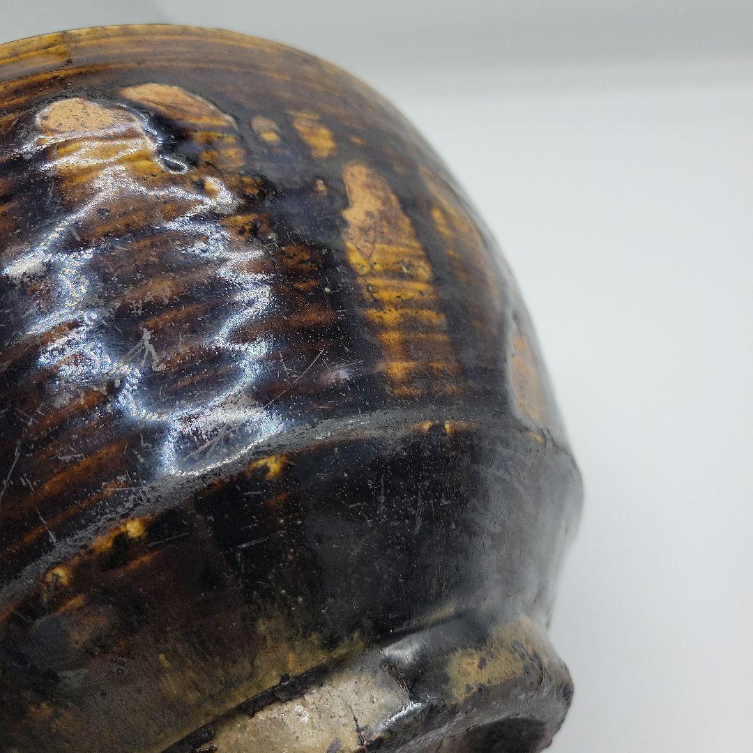 貴重　古美術 朝鮮古陶磁器 李朝 飴釉 面取 壷 時代物