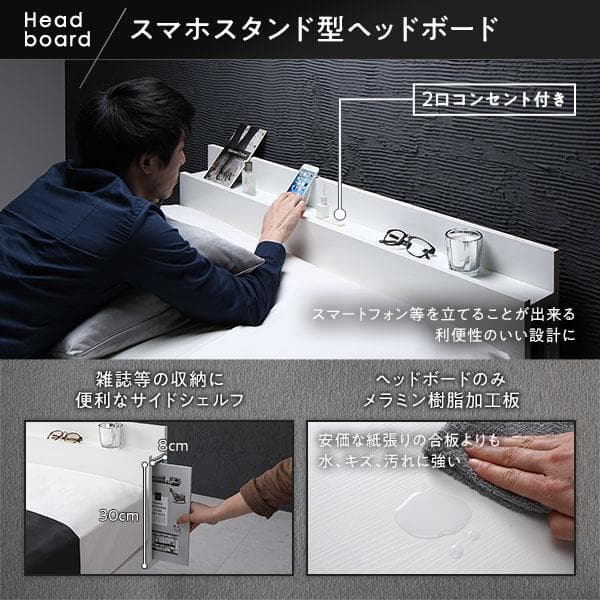 ベッド ダブル ベッドフレームのみ ブラック ds-2418552