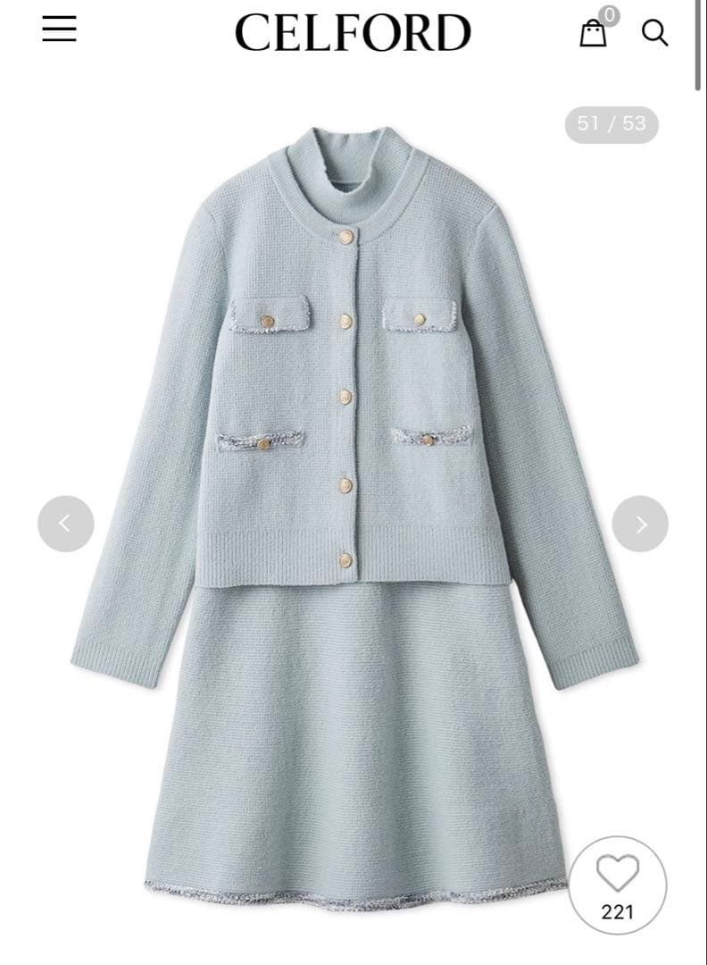 CELFORDセルフォードトリムミニニットワンピースセット ツイードセットアップ