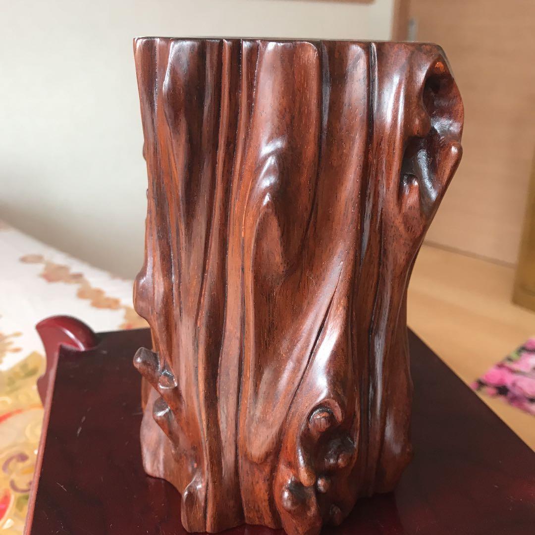 中国古玩　天然木　 唐木瘤木　花梨　黄花梨　筆筒　古物