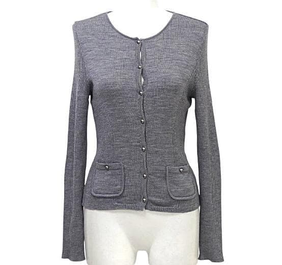 極美品 FOXEYフォクシー シェイプリブカーディガン グレー 38