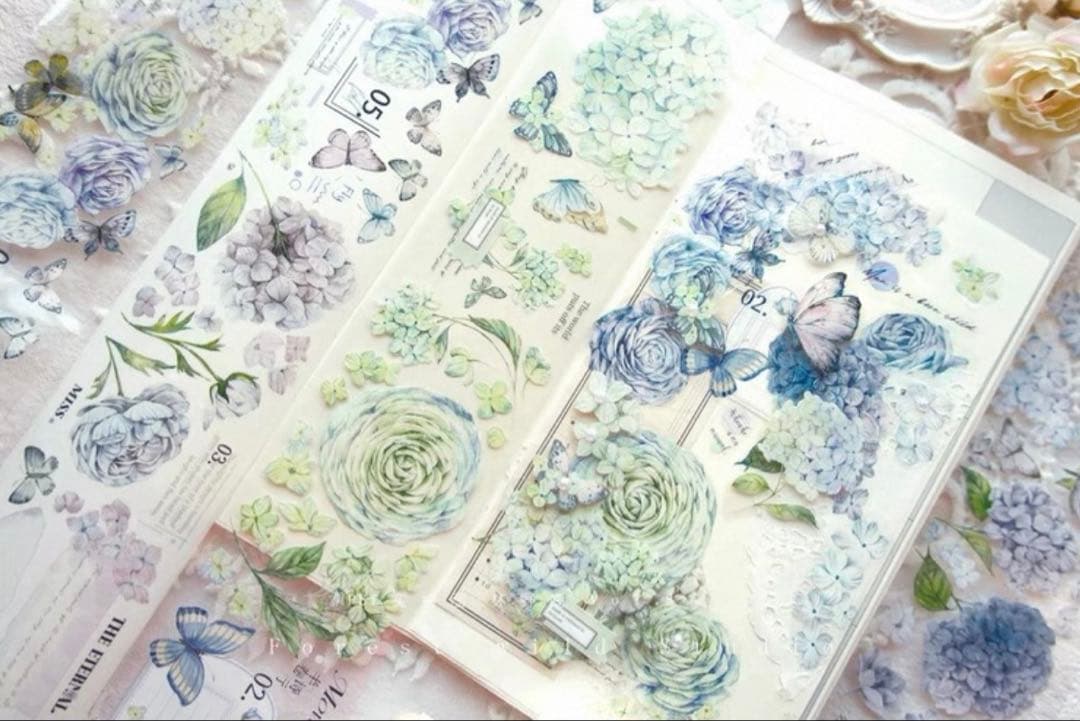 林野间《绣花信·蓝》海外マスキングテープ　マステ 【2465】