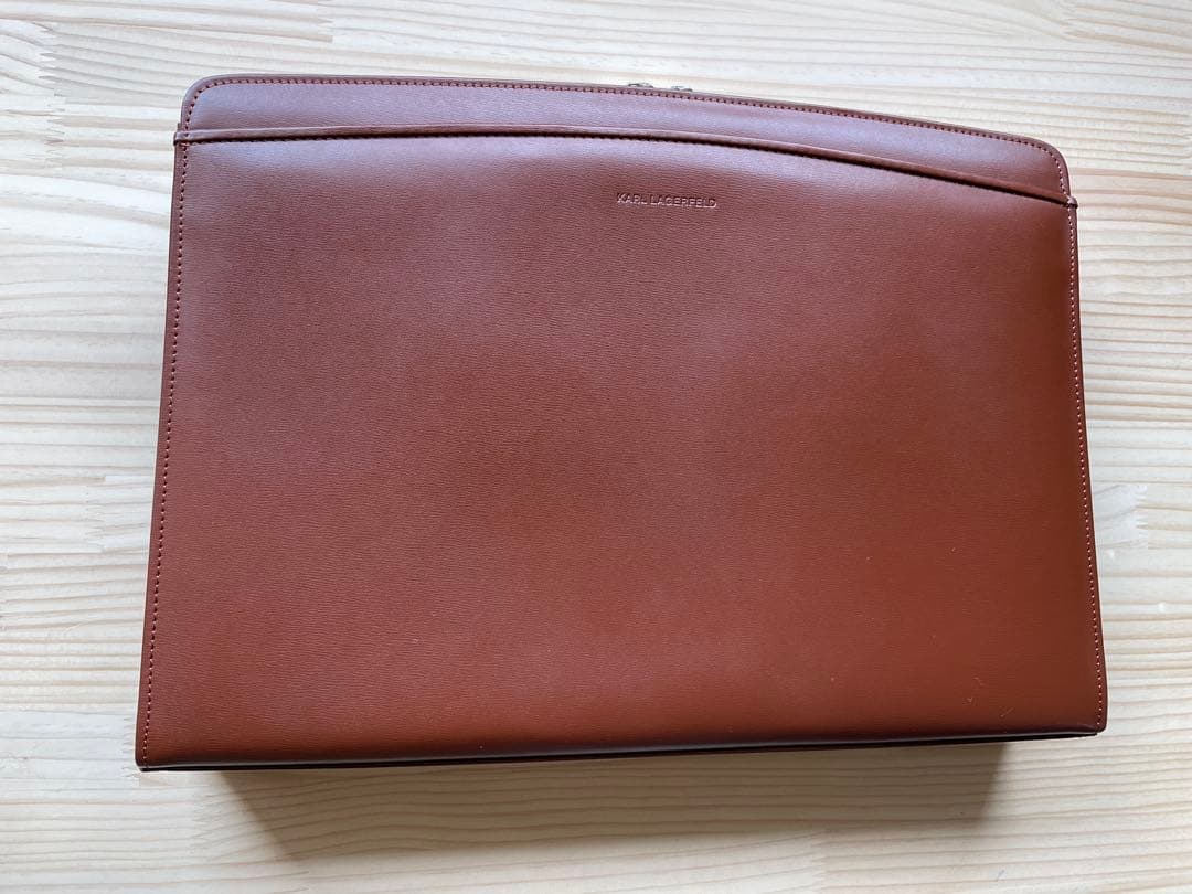 KARL LAGERFELD ブラウンレザー ビジネスバッグ