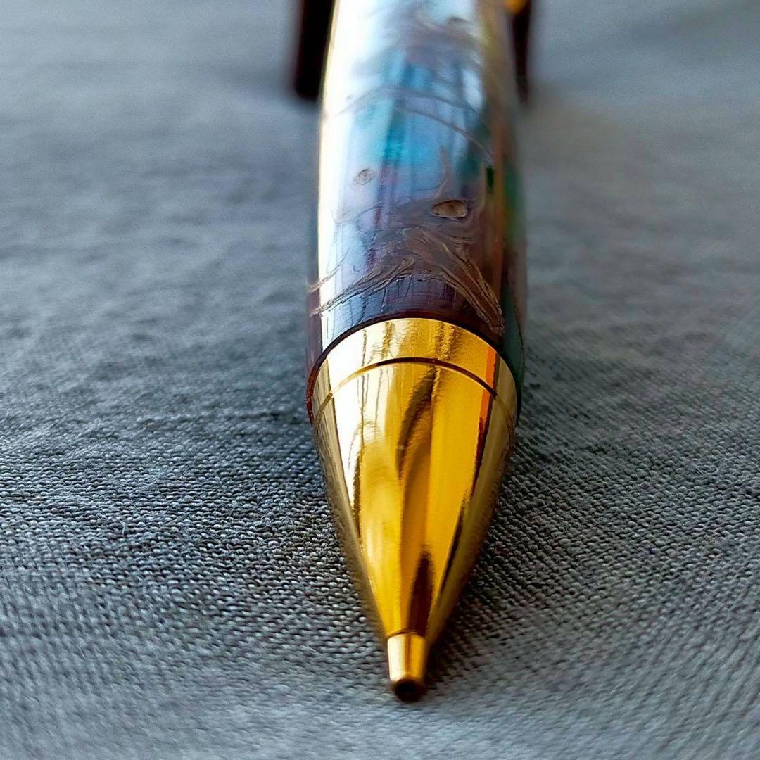 【地球】レジン×松ぼっくり　ハンドメイド　シャープペン　0.5mm　ゴールド