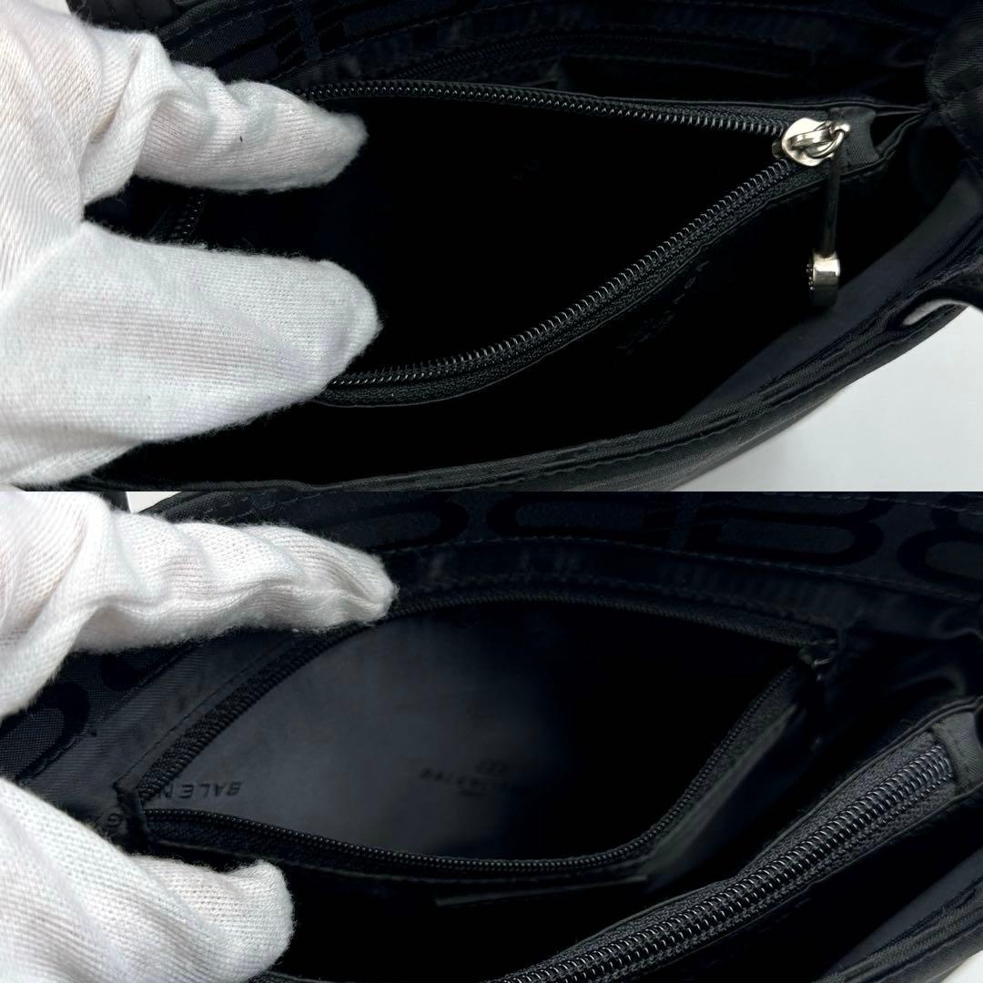 【美品】バレンシアガ　ハンドバッグ　BB　総柄　シルバー金具　ナイロン　レザー