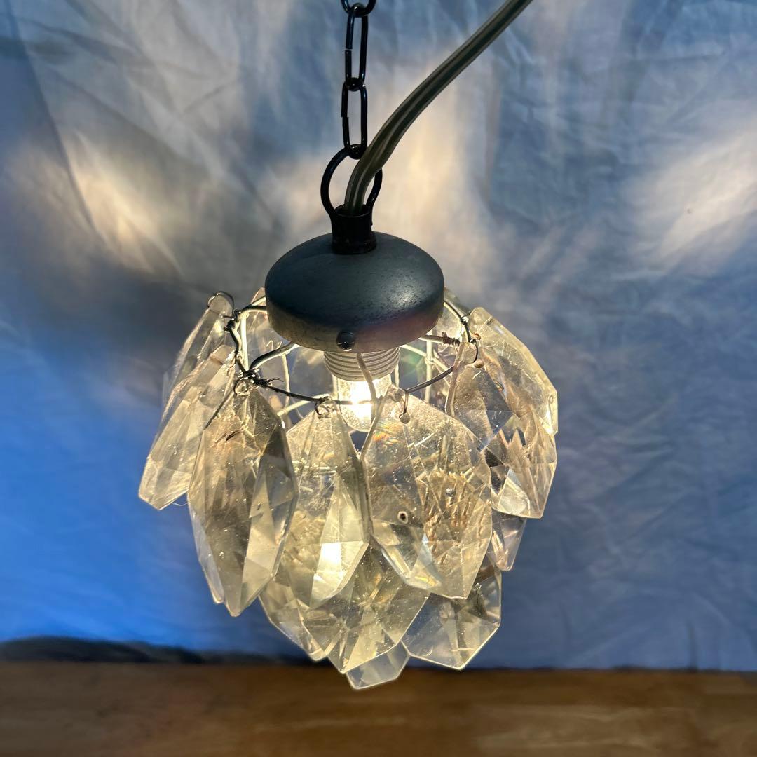希少　ビィンテージ　ヒマラヤランプ　ガラスパーツ　照明　氷河　気泡　電球付