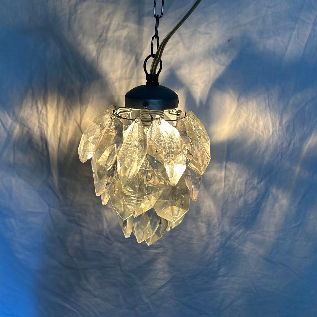 希少　ビィンテージ　ヒマラヤランプ　ガラスパーツ　照明　氷河　気泡　電球付