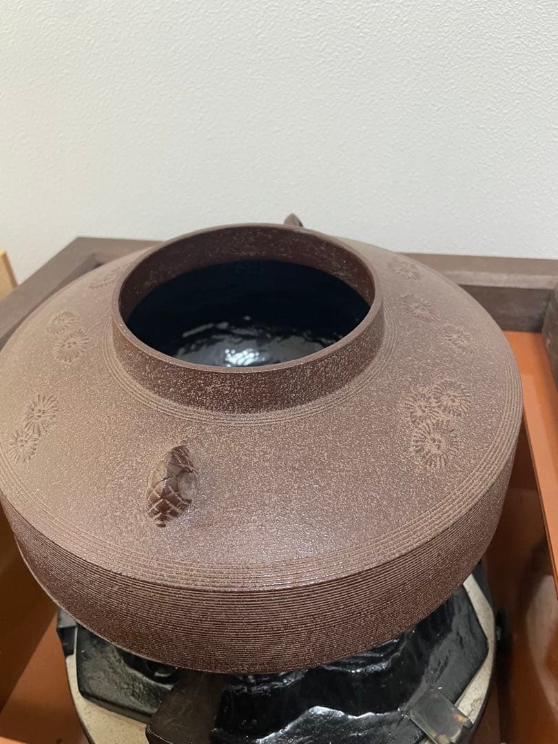 釜師 佐藤浄清造』『唐松地紋 肩衝釜共箱』茶道具鉄 茶釜