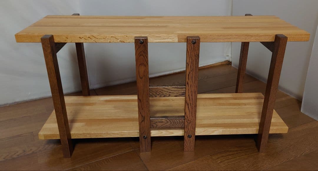 台　飾り棚　棚　オープンシェルフ　天然杢楢無垢材材　自然オイル手塗り塗装１台製作