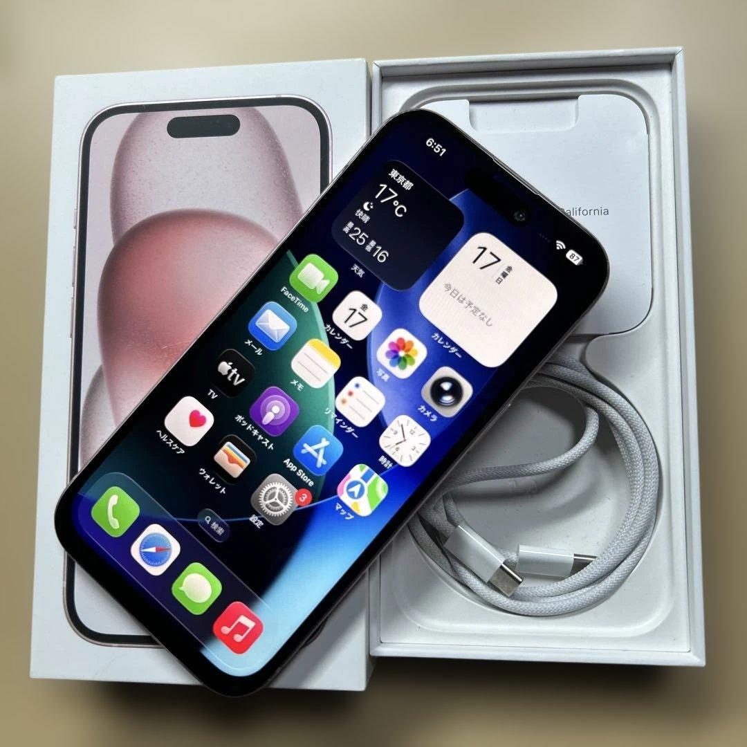 iPhone15 128GB SIMフリー　背面割れあり