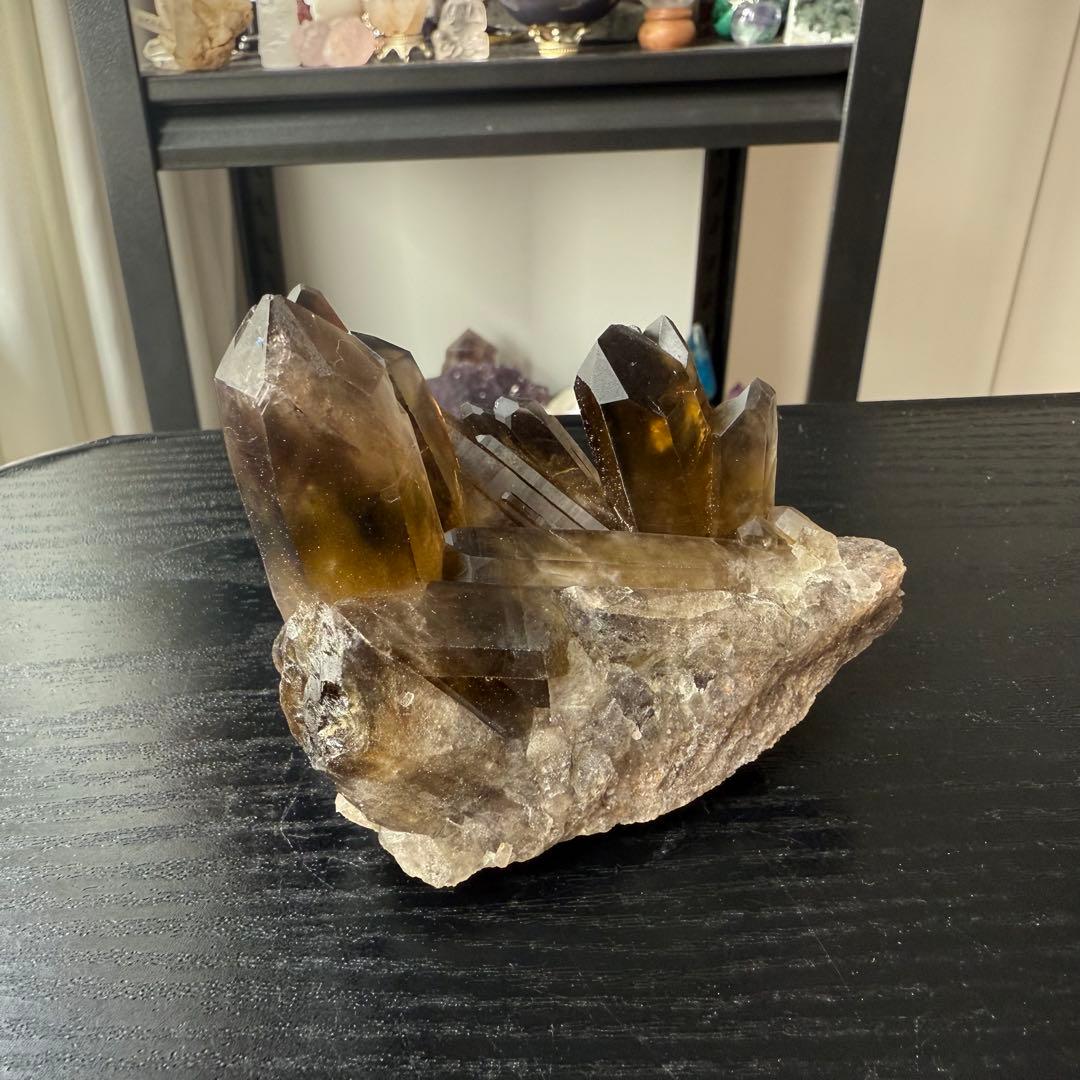 【N♡*.゜】天然石スモーキークォーツのクラスター　置物NO.013106