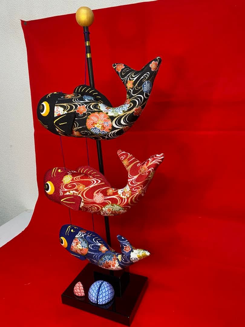 吊るし鯉のぼり　室内用　金彩縮緬