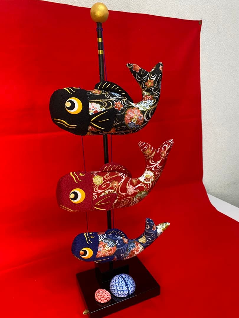 吊るし鯉のぼり　室内用　金彩縮緬