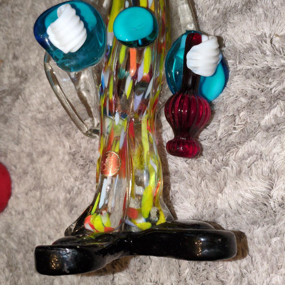 イタリア　ムラーノガラス　ピエロ　大きめサイズ置物