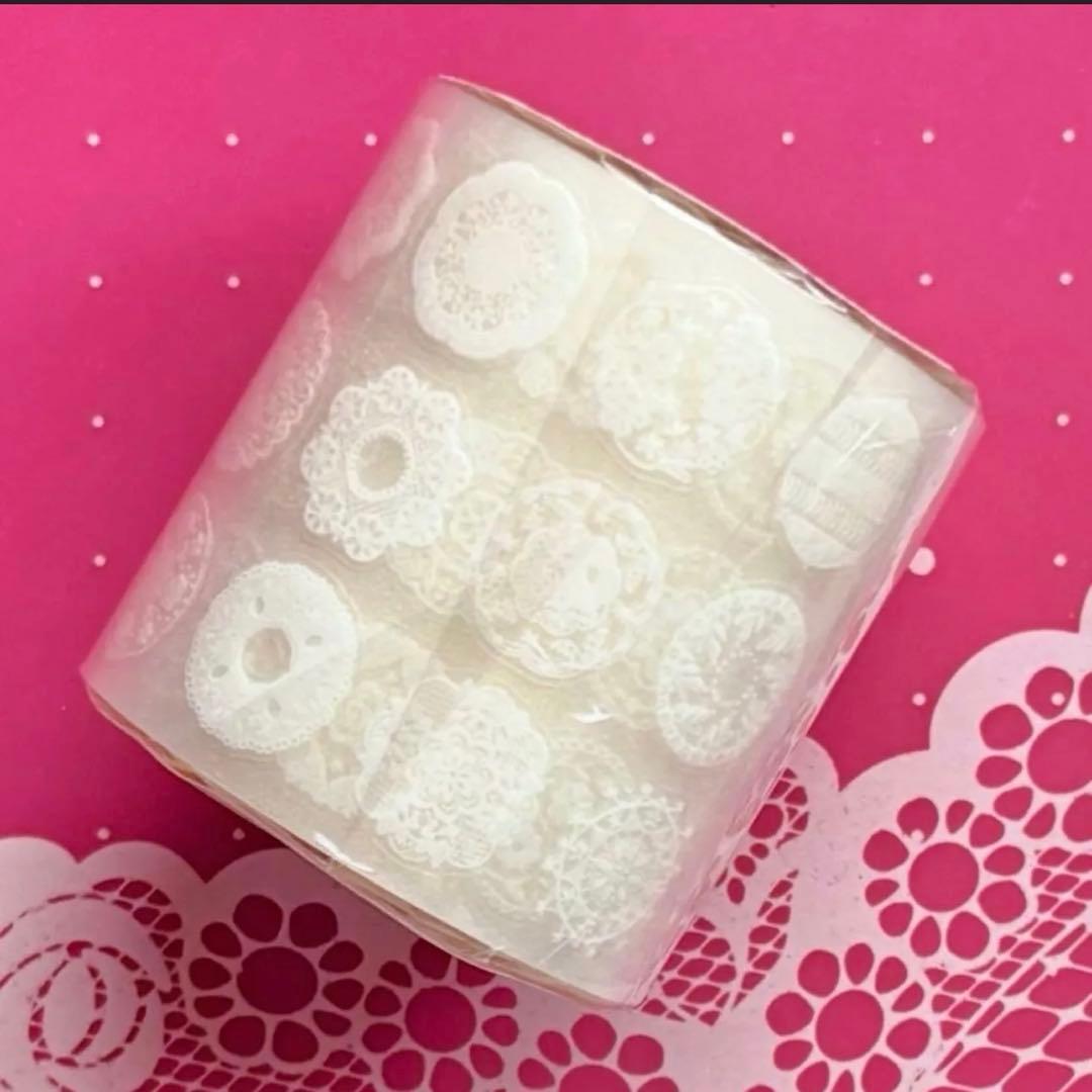 PET 蕾丝圈-白 ダイカット4.5cm×5.25m　海外マステ　白レース