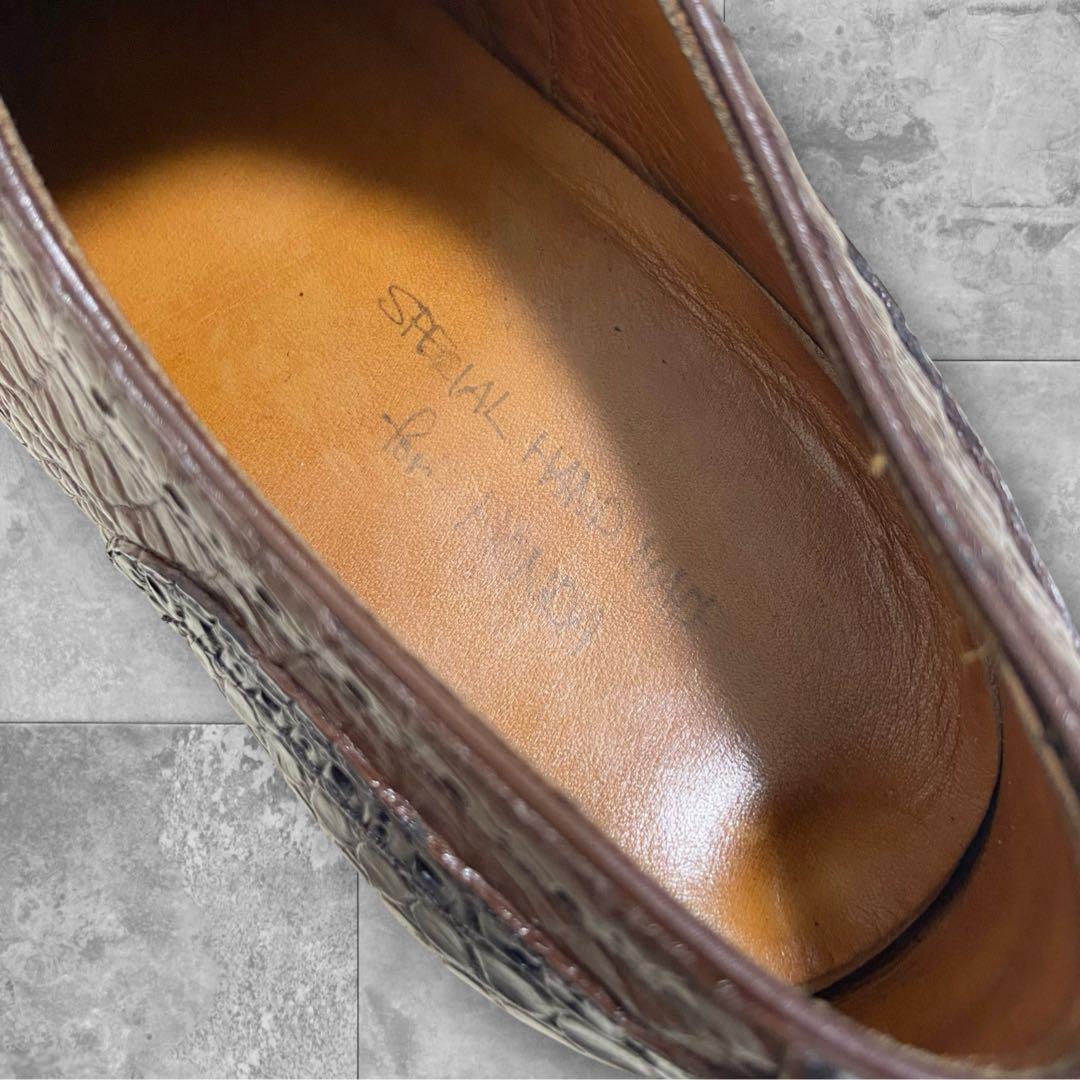 値下げ依頼品 オーダーメイド リアルクロコダイルレザー ビブラム ドレスシューズ