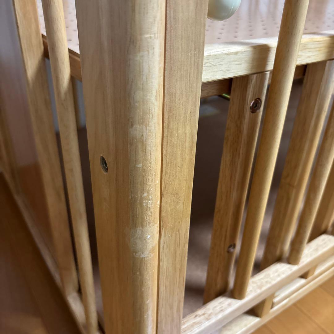 KATOJI 木製ベビーベッド キャスター付き プーさん