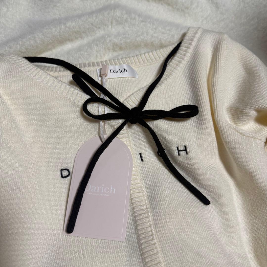 【即日発送】ウエストオープンリボンデザインニットミニワンピース　Darich