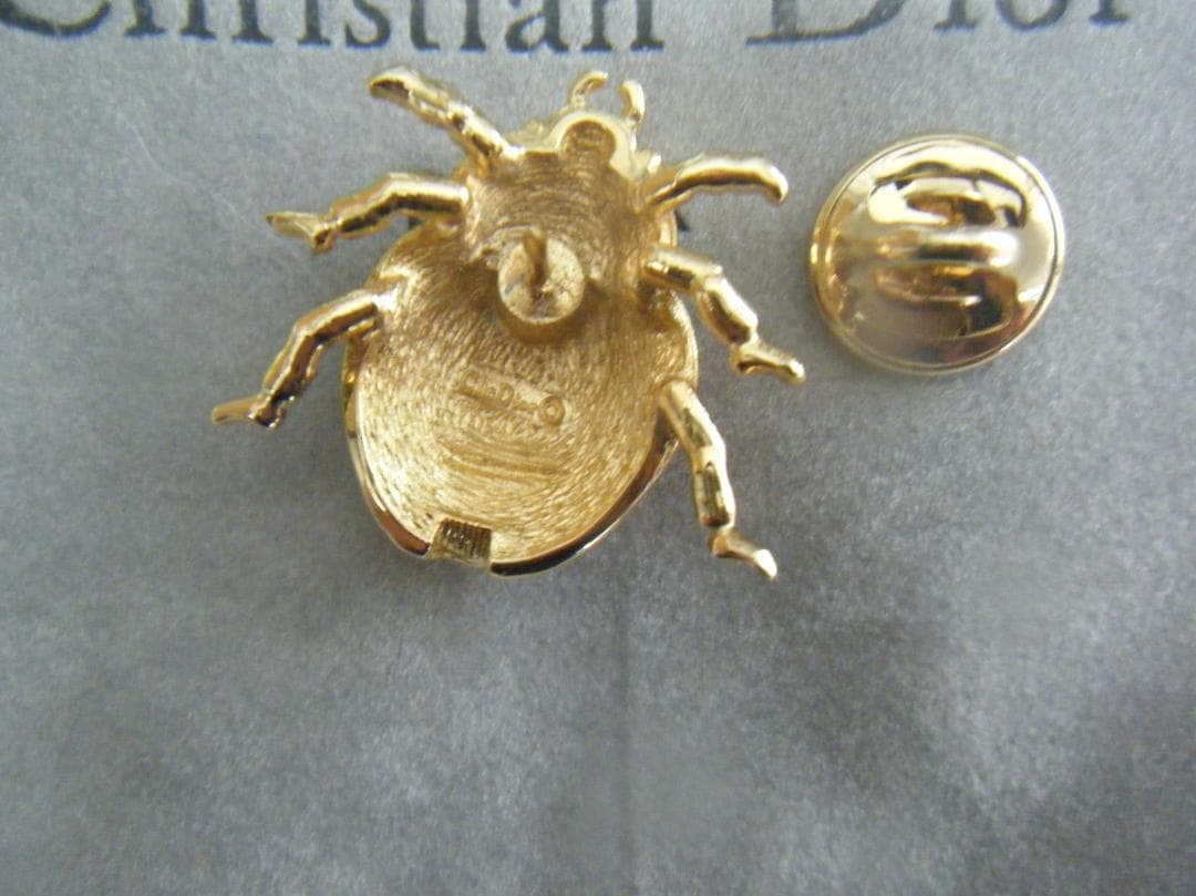 美品クリスチャンディオール ピンブローチ てんとう虫ラインストーン