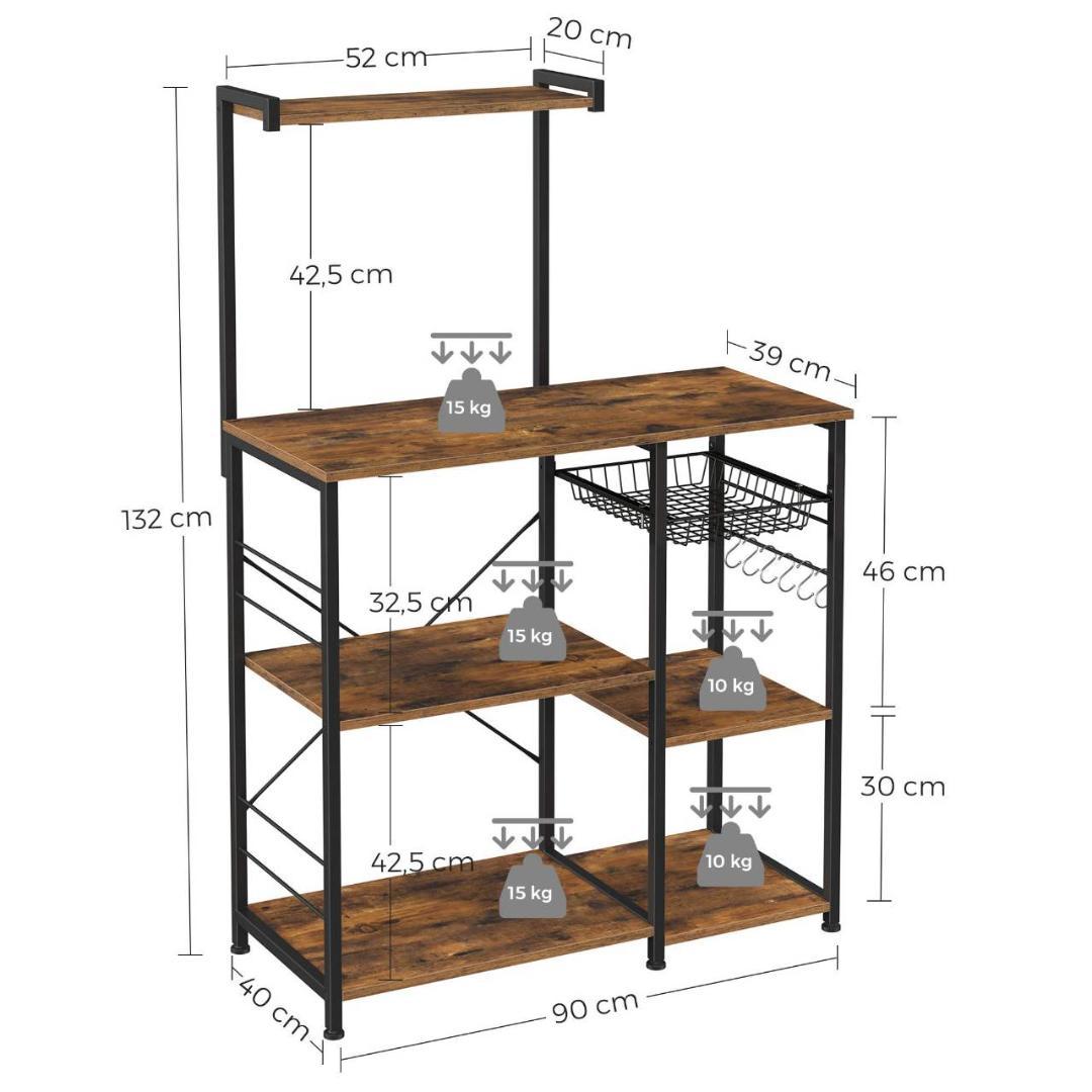 大型キッチンワゴン、S字ラック付き