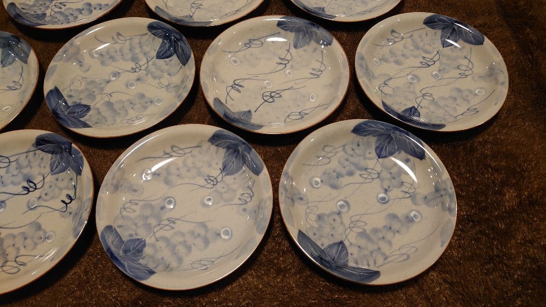 古伊万里　伊万里　染付　ぶどうの図　豆皿　菓子皿　１０客