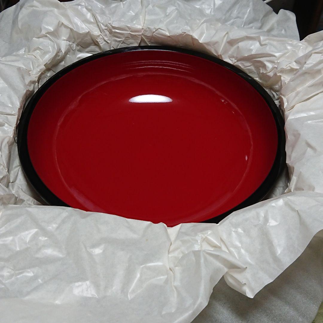 会津漆塗り そば打ちこね鉢 赤色 丸型皿