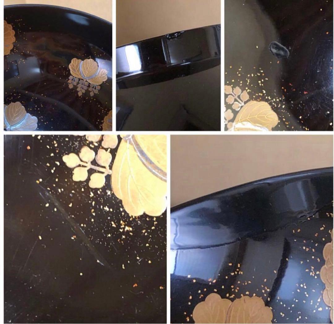 《レ》黒塗 菊桐蒔絵 煮物椀10客 雑煮椀 木製漆器 木箱251113え1