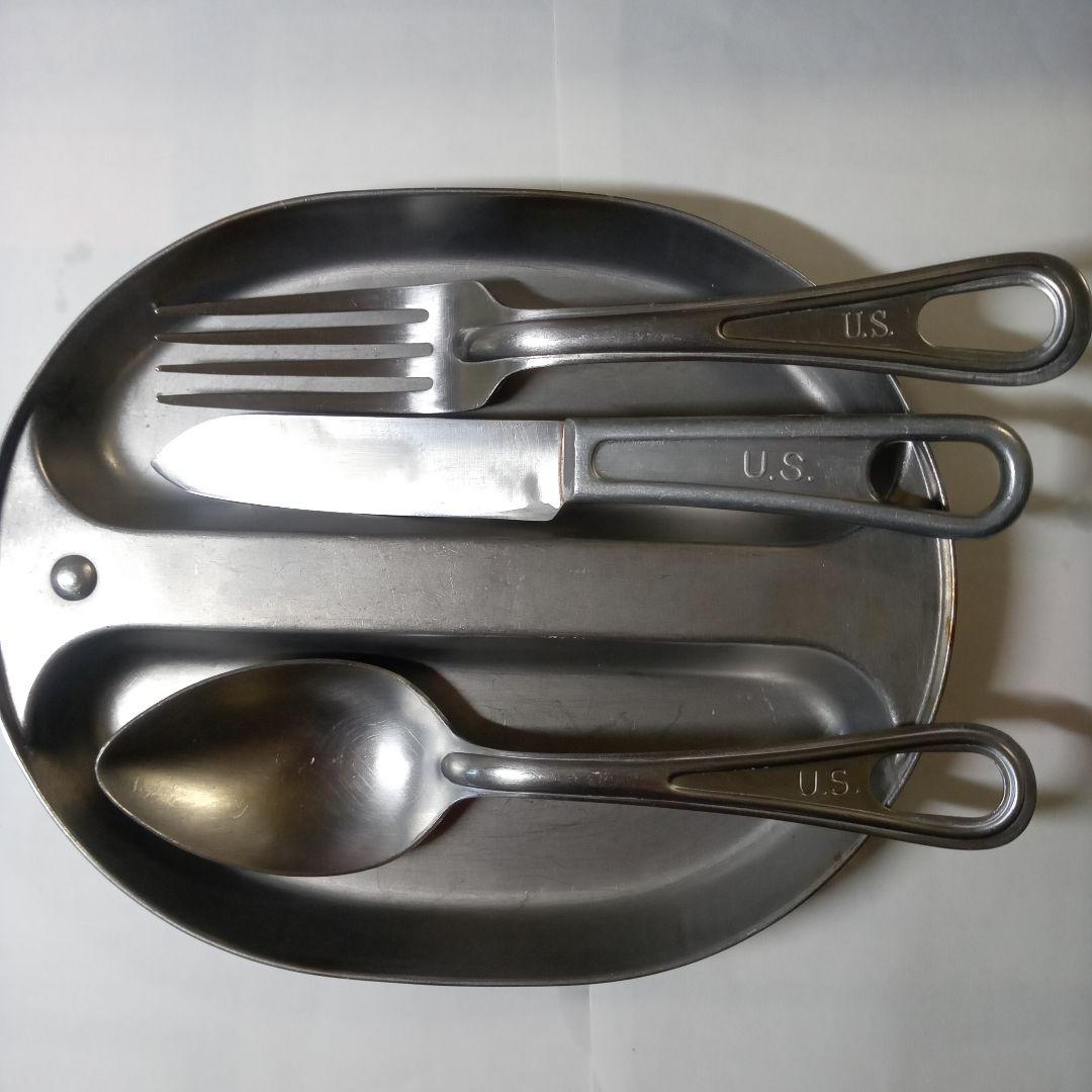 U.S. 1963年製 米軍スキレットパンセットスプーン。フォーク。ナイフ付き