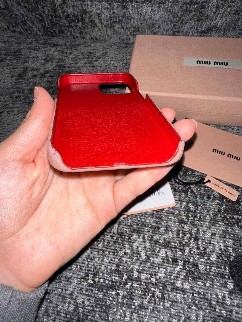 miu miu ピンク レザー iPhoneケース 12mini