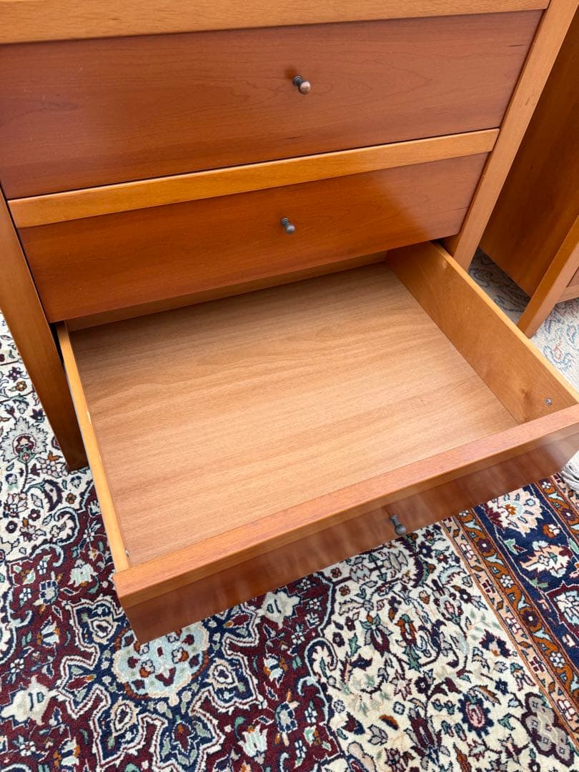 チェリー材 ハイチェスト 8段 ガラス引出し付 北欧モダン