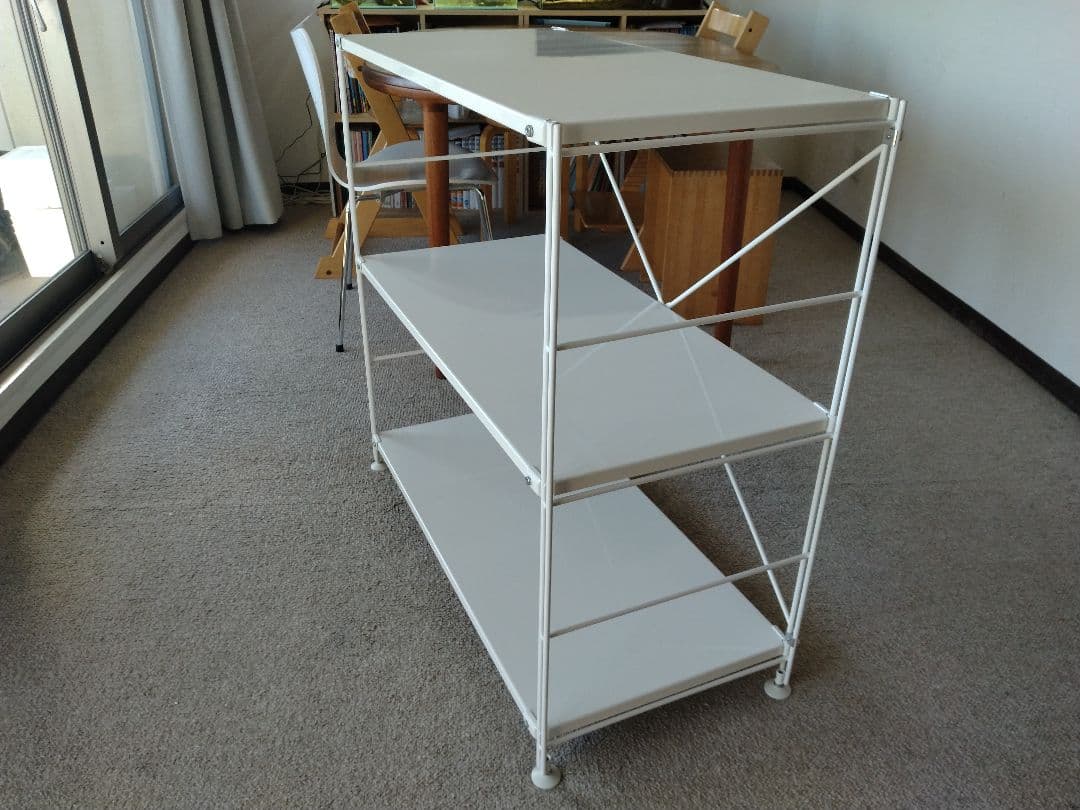 【美品】MUJI無印 スチールユニットシェルフ小3段ワイド86cmライトグレー