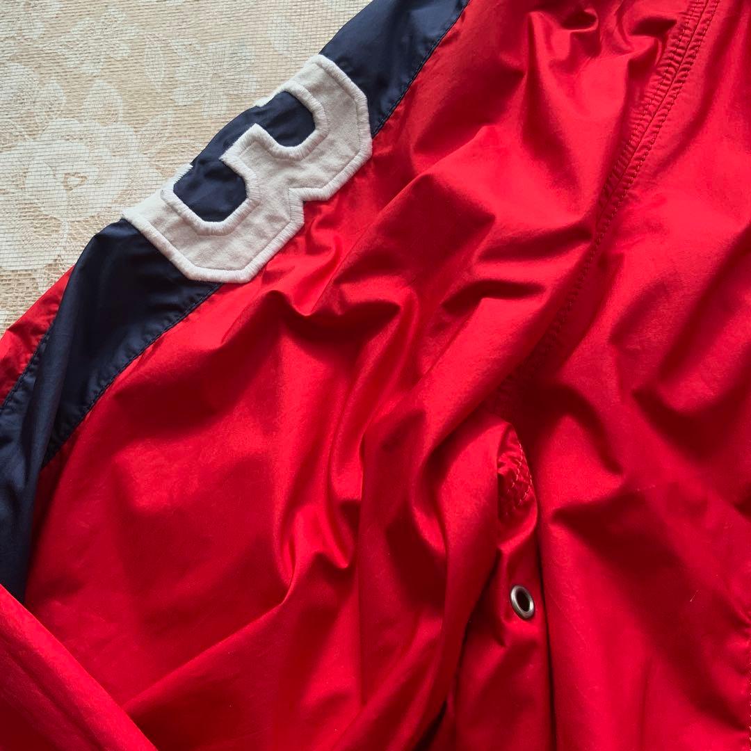 ポロバイラルフローレン　フード内蔵　ブルゾン170赤×ネイビー　ビッグポニー刺繍