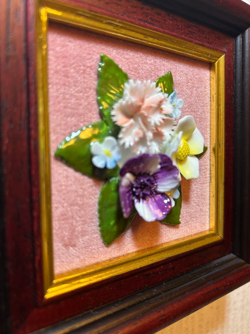 ロイヤルドルトン　  陶花額 　陶花　フラワー額壁掛け