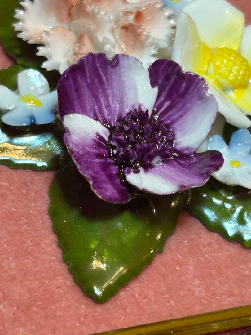 ロイヤルドルトン　  陶花額 　陶花　フラワー額壁掛け